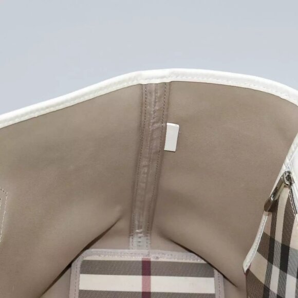 BURBERRY Nova Check Tote Bag PVC Leather Beige Auth 106619 - Picture 13 of 16